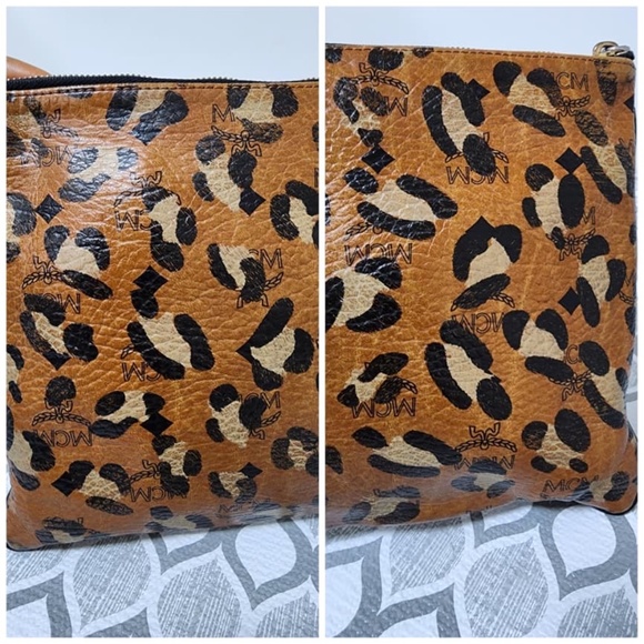 Authentic MCM Leopard Printed Visetos Clutch Brown/Black - Picture 9 of 16